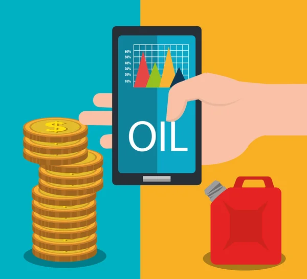 Industria petrolera y precios del petróleo gráfico — Vector de stock