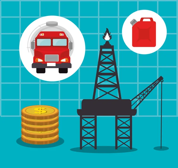 Afbeelding van aardolie-industrie en olie prijzen — Stockvector