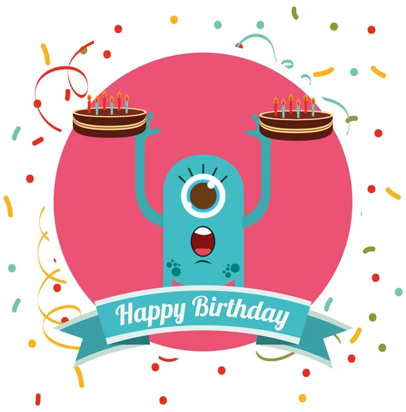 Design de cartão de aniversário feliz —  Vetores de Stock