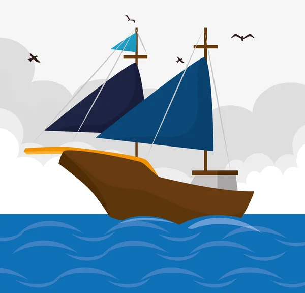Antikke sejlbåd – Stock-vektor