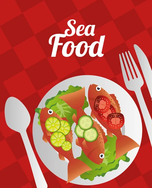 Havet mat gastronomi — Stock vektor