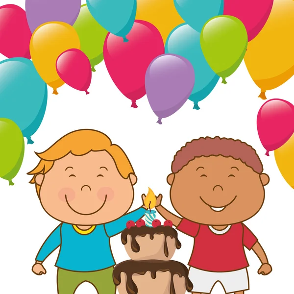 Crianças aniversário celebração desenhos animados — Vetor de Stock