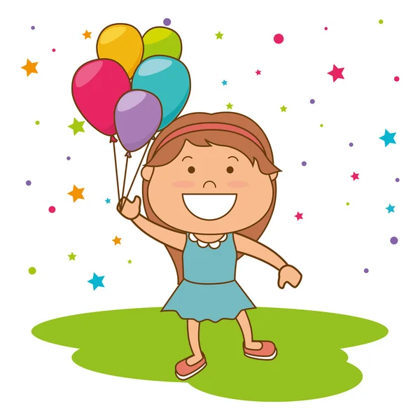 Niños cumpleaños celebración de dibujos animados — Vector de stock