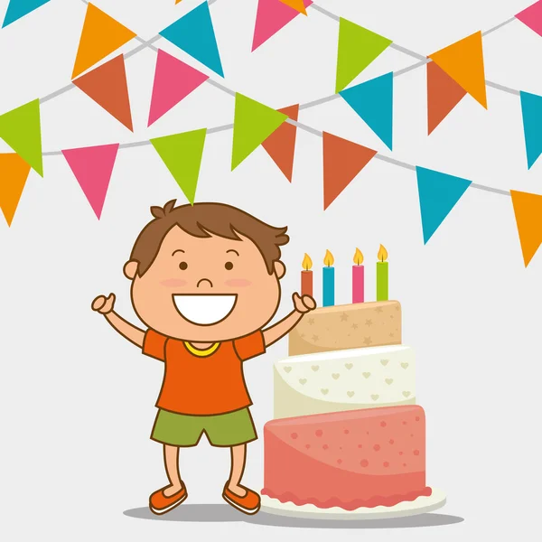 Çocuklar doğum günü kutlama çizgi film — Stok Vektör