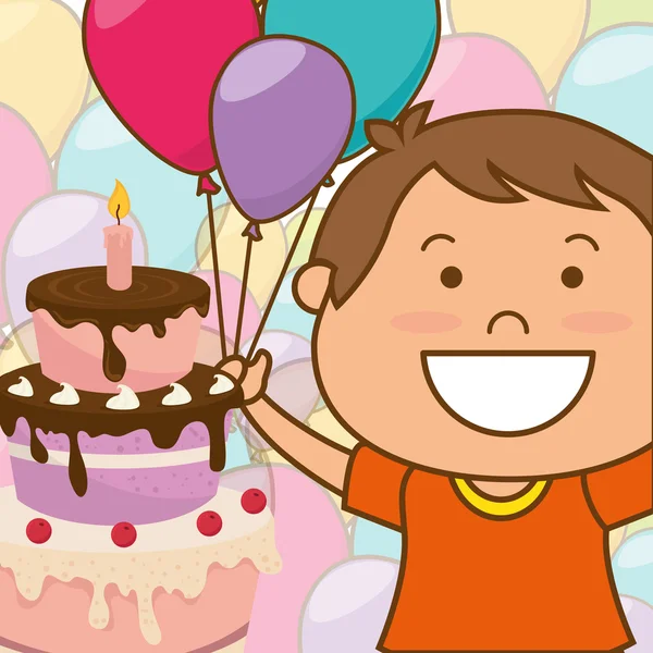 Kids birthday celebration cartoon — Stock Vector
