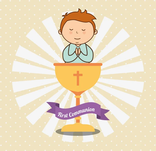 Première carte de communion design — Image vectorielle