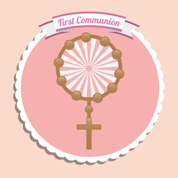 Première carte de communion design — Image vectorielle