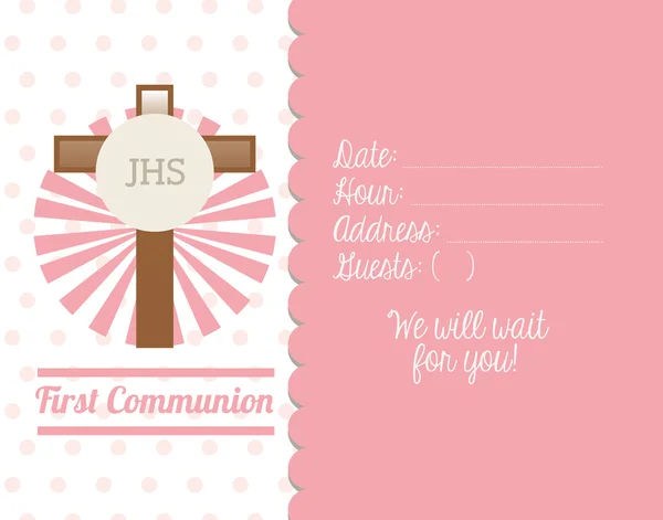 Première carte de communion design — Image vectorielle