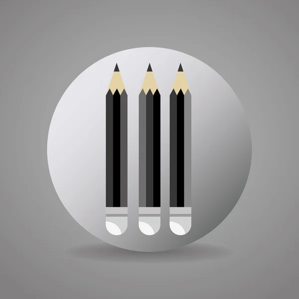 Ícone de lápis preto e cinza — Vetor de Stock