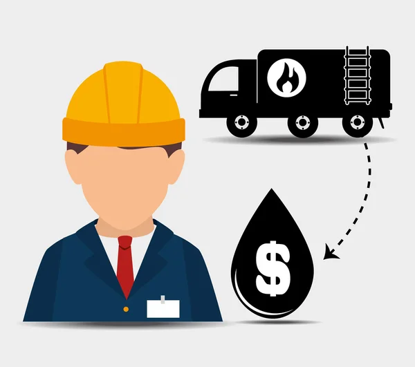 Industria petrolera y precios del petróleo — Vector de stock