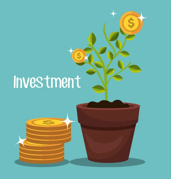 Ahorro de dinero e inversiones — Vector de stock