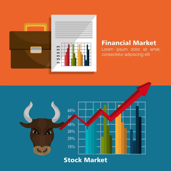 Финансовый рынок и инвестиции — стоковый вектор