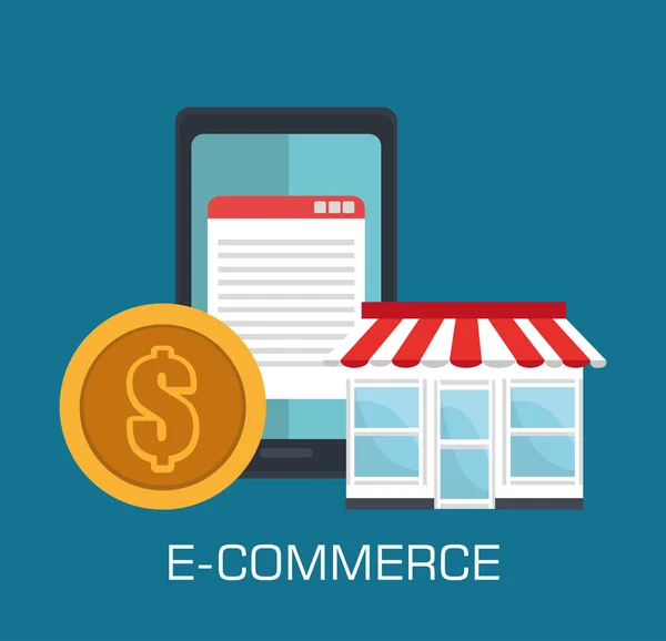 Einkaufen und E-Commerce — Stockvektor