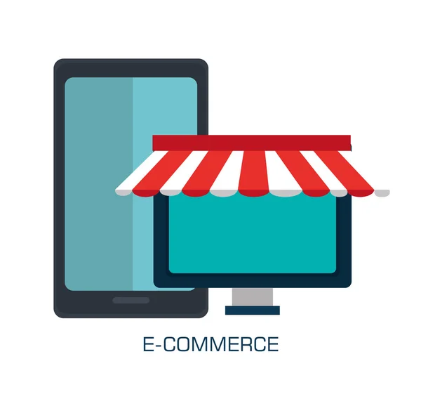 Nakupování a e-commerce — Stockový vektor