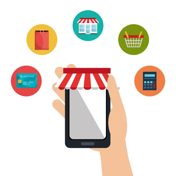 Winkelen en e-commerce — Stockvector