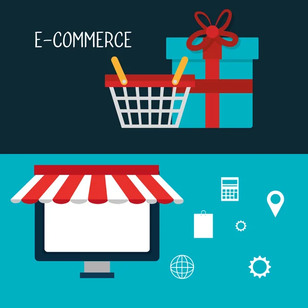 Shopping och e-handel — Stock vektor