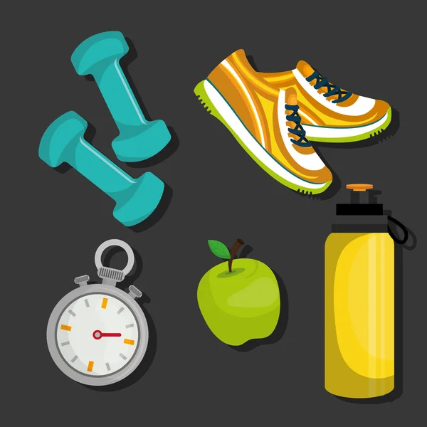 Fitness estilo de vida saludable diseño gráfico — Vector de stock