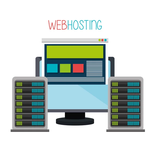 Hosting www i przetwarzanie w chmurze — Wektor stockowy