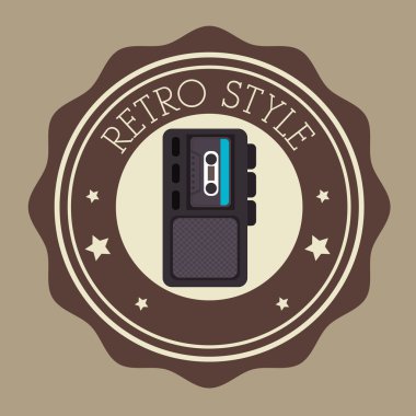 Kaydedici kaset retro etiket tasarımı