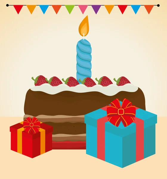 Pastel de cumpleaños feliz — Vector de stock