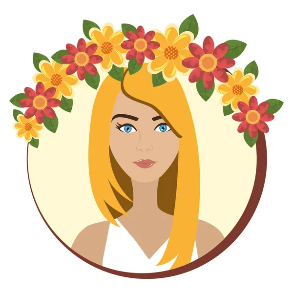 Πρόσωπο γυναίκα με λουλούδια — Διανυσματικό Αρχείο