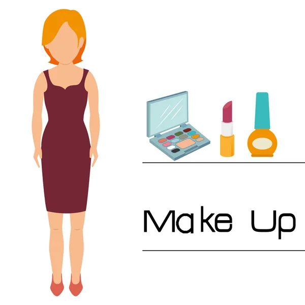 Maquilhagem e cosméticos de mulher — Vetor de Stock