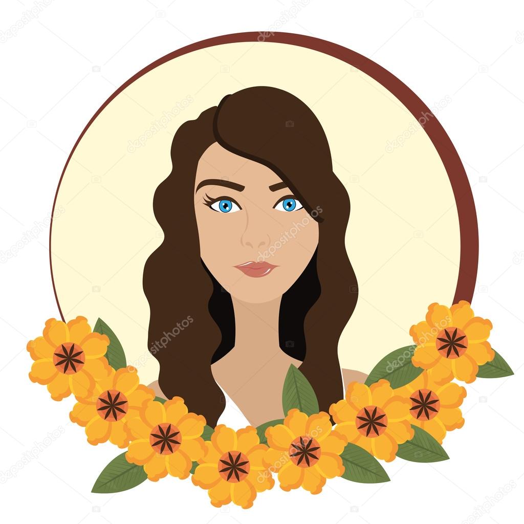 Woman face with flowers