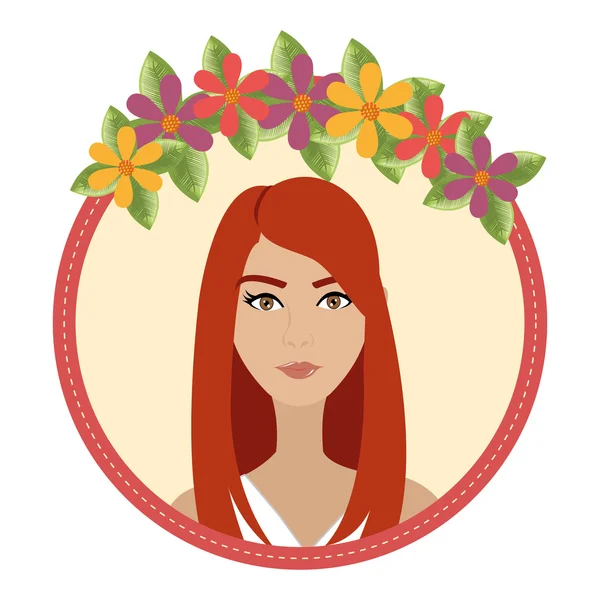 花を持つ女性の顔 — ストックベクタ