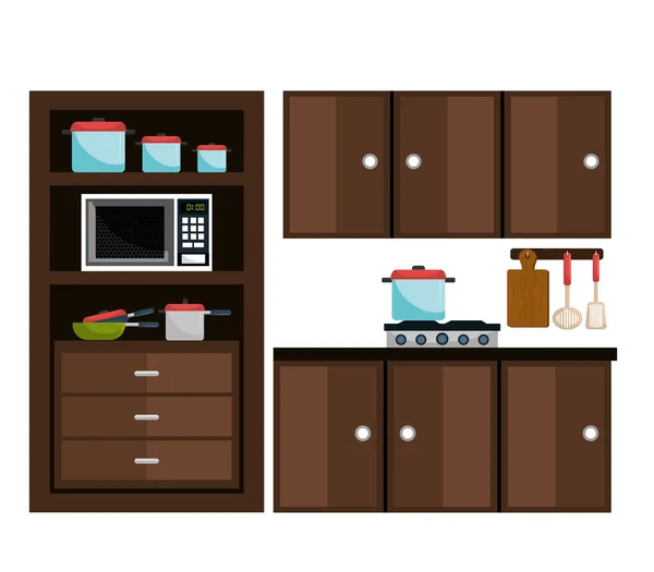 Kitchen utensils and dishware — Stock Vector
