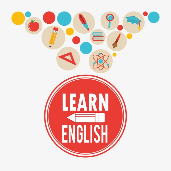 Aprender inglês design — Vetor de Stock