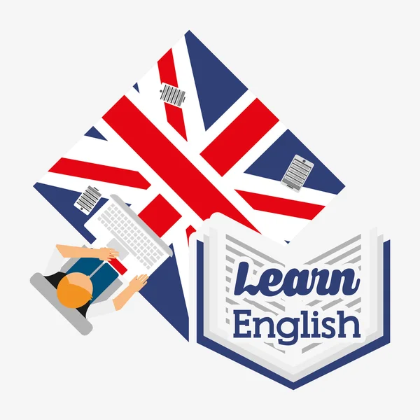 Aprender inglês design — Vetor de Stock