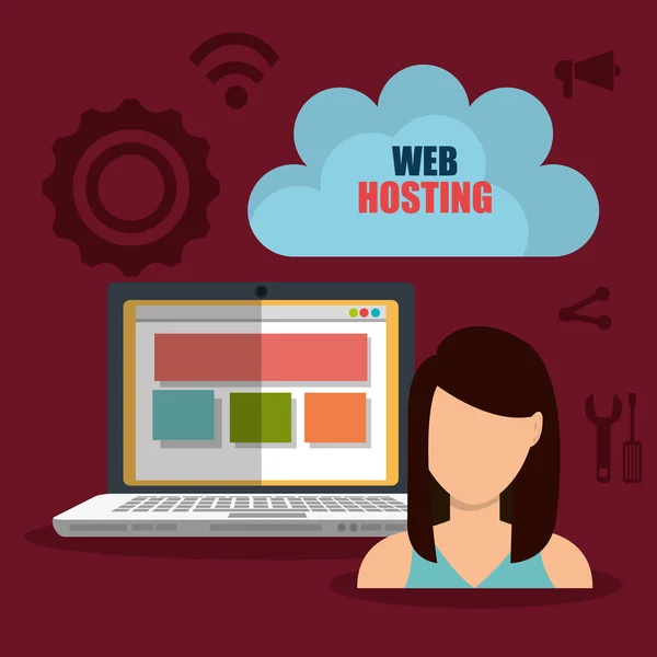 Web hosting ve tasarım — Stok Vektör