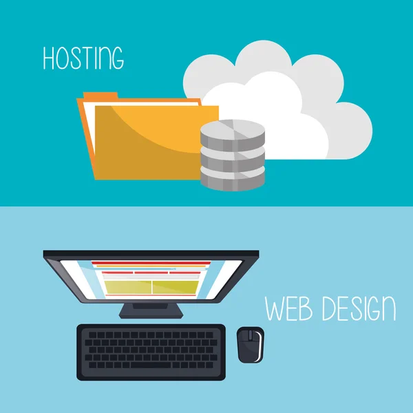 Websiteontwerp en hosting — Stockvector