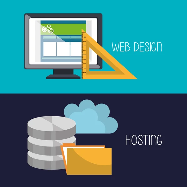 Progettazione e hosting di siti web — Vettoriale Stock