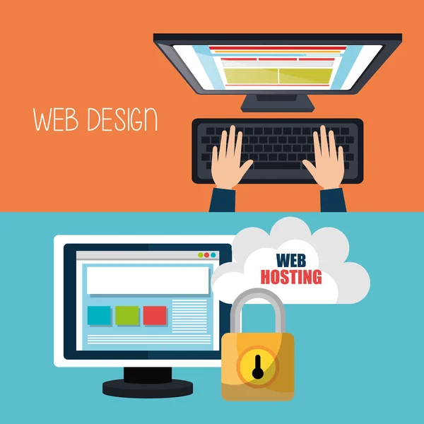 Diseño y alojamiento web — Vector de stock