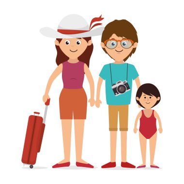 Aile renkli karikatür