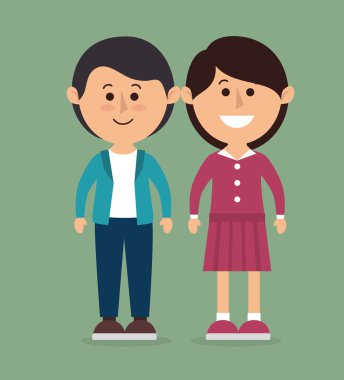 Aile renkli karikatür