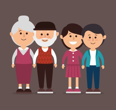 Aile renkli karikatür