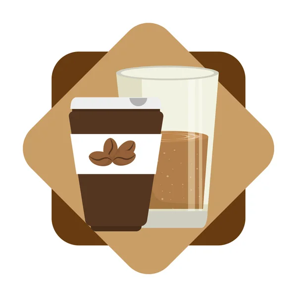 Coffee drink and shop — Stock Vector