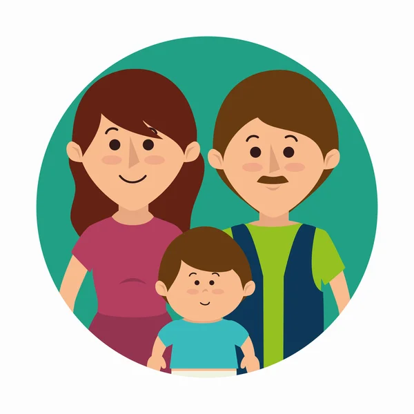 Famille dessin animé coloré — Image vectorielle