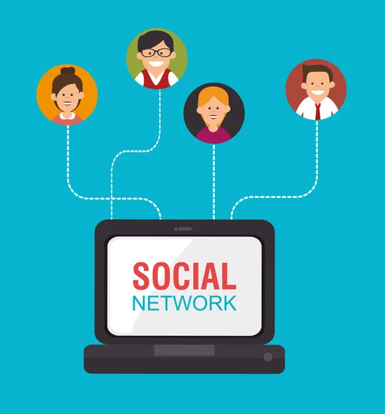Sociale media en netwerk — Stockvector