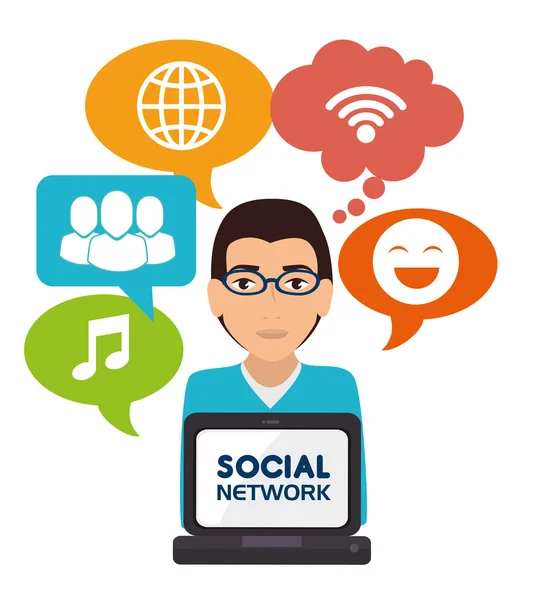 Rede social e mídia — Vetor de Stock