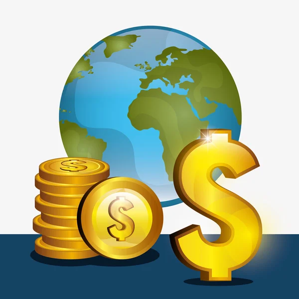 Moneta ed economia globale — Vettoriale Stock