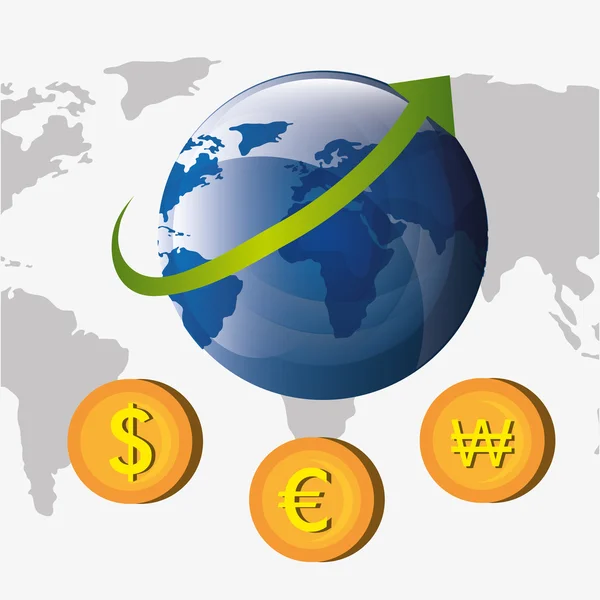 Moneta ed economia globale — Vettoriale Stock