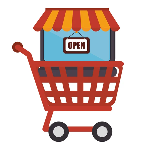 Shopping, vendite ed e-commerce — Vettoriale Stock