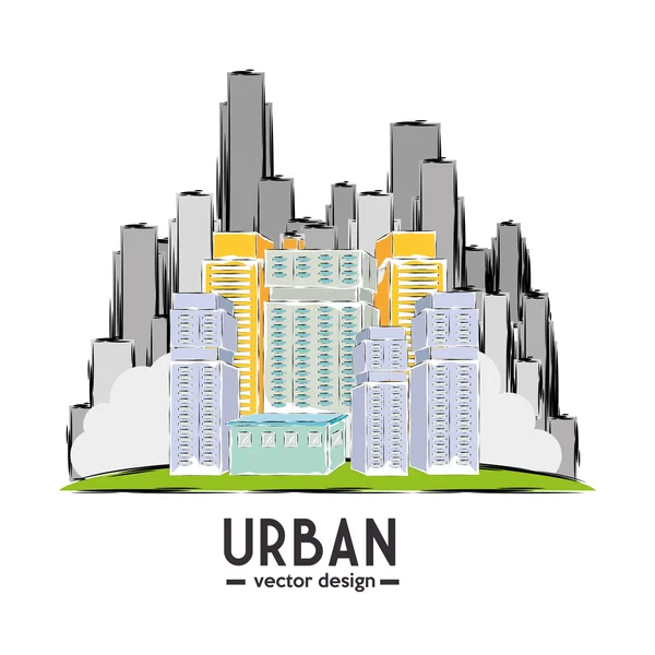 Edifici urbani grafici — Vettoriale Stock
