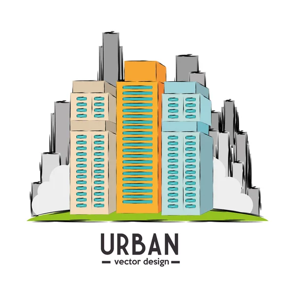 Edifici urbani grafici — Vettoriale Stock
