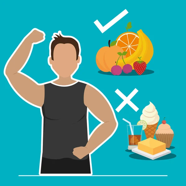 Fitness e cibo sano — Vettoriale Stock