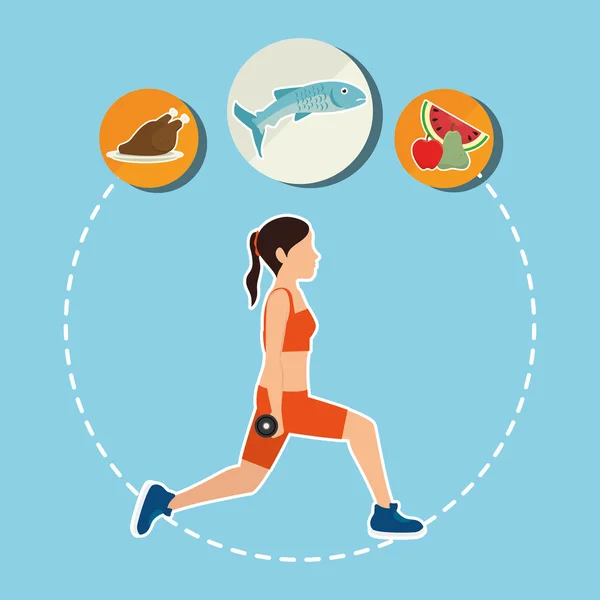 Fitness en gezonde voeding — Stockvector