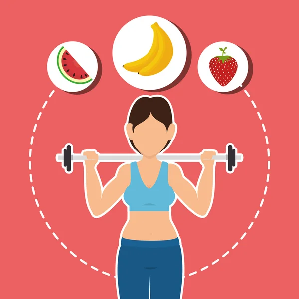 Fitness ve sağlıklı gıda — Stok Vektör